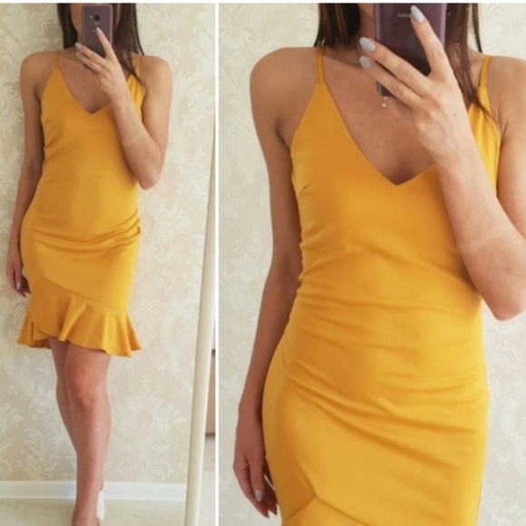 Yellow Ruffled Mermaid Dress - Picture 3 of 3